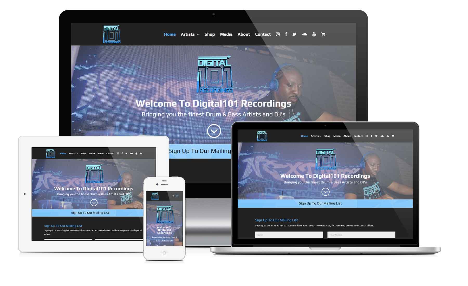 image of the website digital101recordings.com as seen on different devices